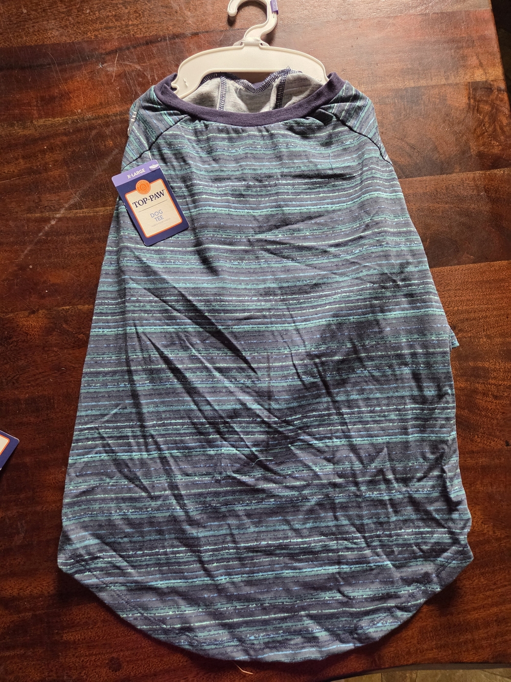 💚3 For $15💚Top Paw Dog Tee Teal and Navy Striped